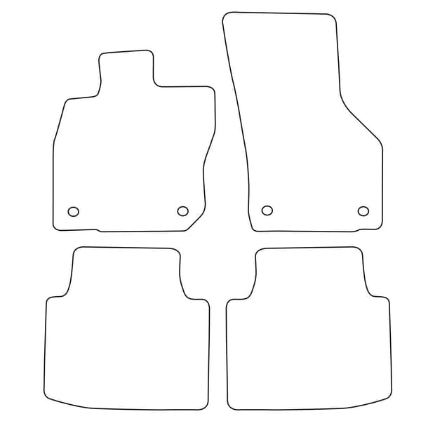 Set med velourmattor som passar Volkswagen Passat B9 2023- - röda detaljer