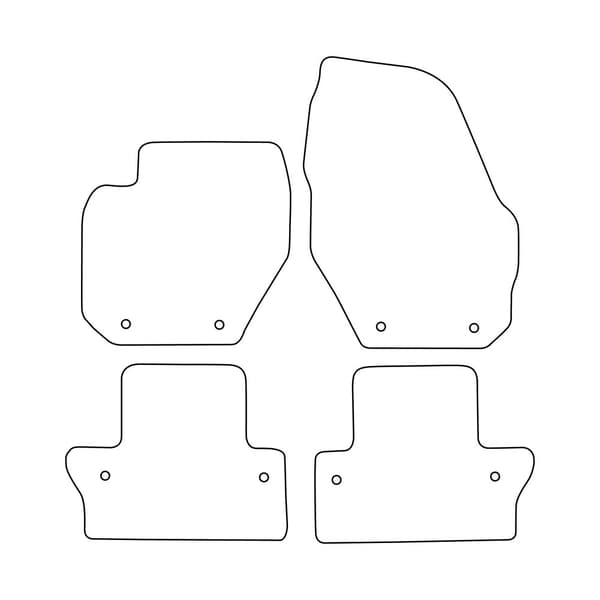 Set med golvmattor i velour som passar Volvo V60 I 2010-2018 - röda detaljer