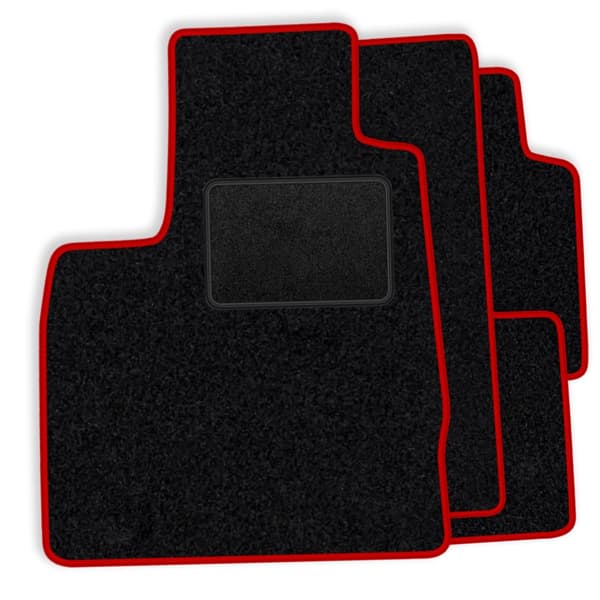 Set med velourmattor som passar Ford Escort V 3-dörrars 1990-1995 - röda detaljer