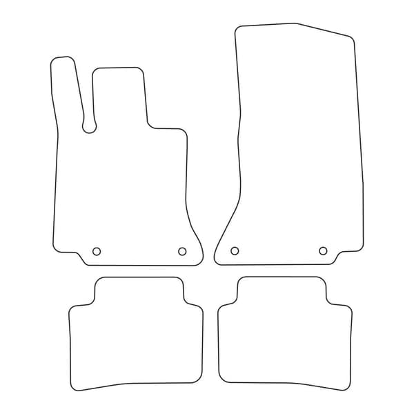 Set med golvmattor i velour för Mercedes C-klass W206 2021- - röda detaljer