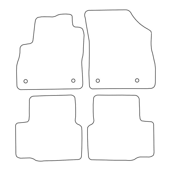 Komplett set med velourmattor för Opel Astra K 2015-2021 - röda detaljer