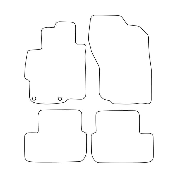 Set med golvmattor i velour som passar Mitsubishi Lancer VIII 2007-2016 - svarta detaljer