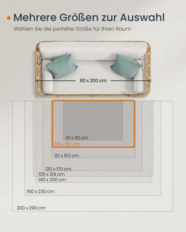 Mattan, SONGMICS HOME Vintage TAR033L01, 160x230 cm, Aquamarinblå