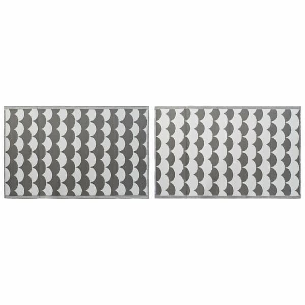Matta DKD Home Decor Grå Vågor Vit (2 antal) (120 x 180 cm)