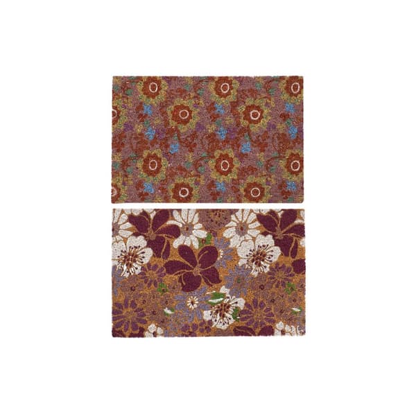 Dörrmatta DKD Home Decor Gummi Multicolour 2 antal Kokosfiber (60 x 40 x 1,5 cm)