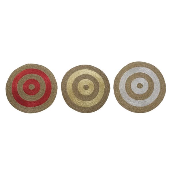Matta DKD Home Decor Fibrer Sjögräs (90 x 90 x 2 cm) (3 antal)