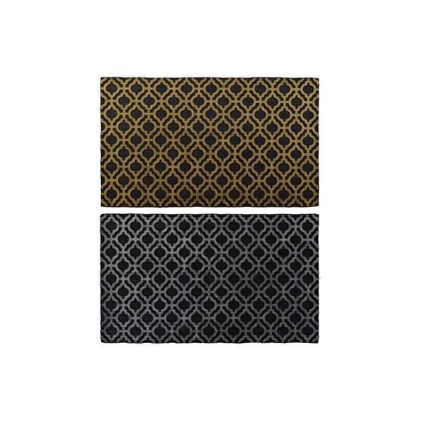 Dørmatte DKD Home Decor Sølv Svart Gyllen Gummi Araber 2 enheter (75 x 45 x 0,5 cm)