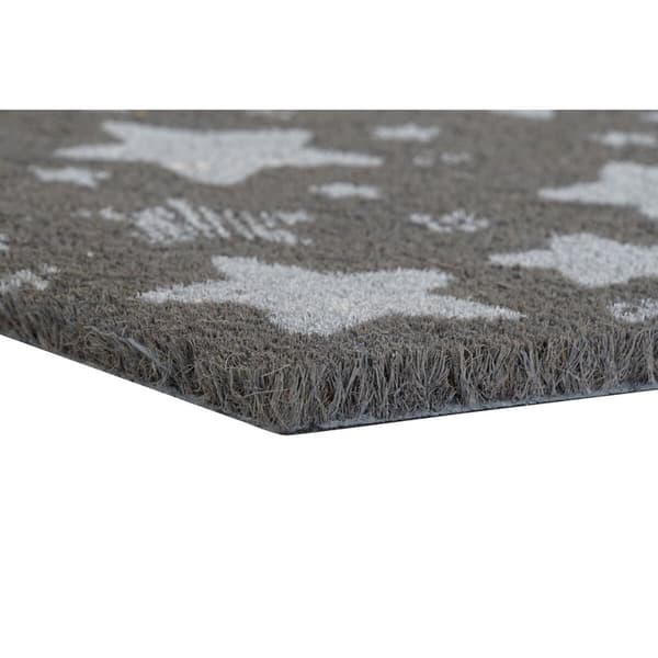 Dørmatte DKD Home Decor Grå Gummi Stjerner Hvit Grønn 2 enheter Kokosfiber (60 x 40 x 1,5 cm)