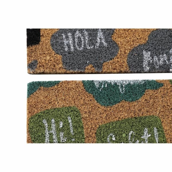 Dørmatte DKD Home Decor Svart Grå Brun Gummi Mint 2 enheter Kokosfiber (60 x 40 x 1,5 cm)