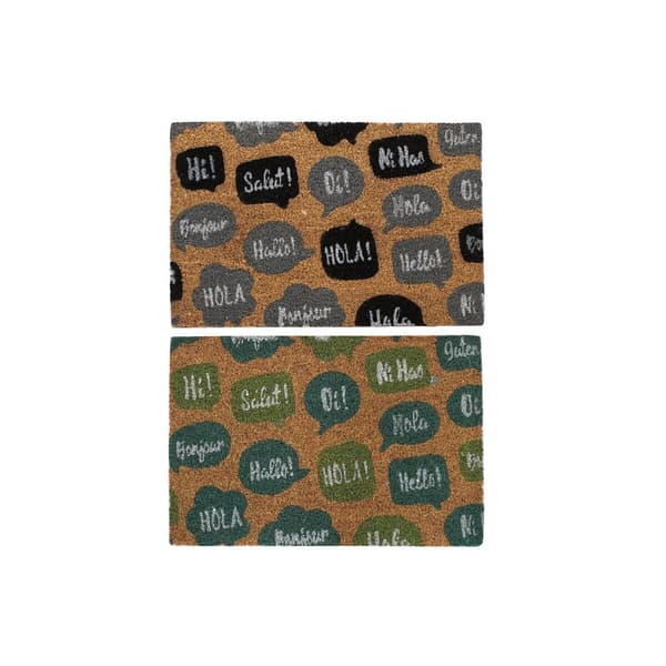 Dørmatte DKD Home Decor Svart Grå Brun Gummi Mint 2 enheter Kokosfiber (60 x 40 x 1,5 cm)