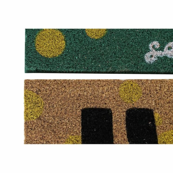 Dørmatte DKD Home Decor Svart Brun Gummi Hvit Grønn 2 enheter Kokosfiber (60 x 40 x 1,5 cm)