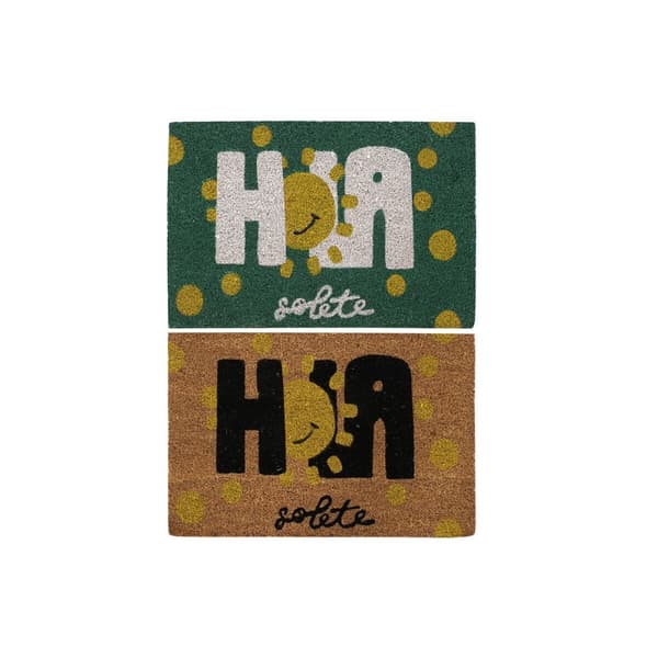 Dørmatte DKD Home Decor Svart Brun Gummi Hvit Grønn 2 enheter Kokosfiber (60 x 40 x 1,5 cm)