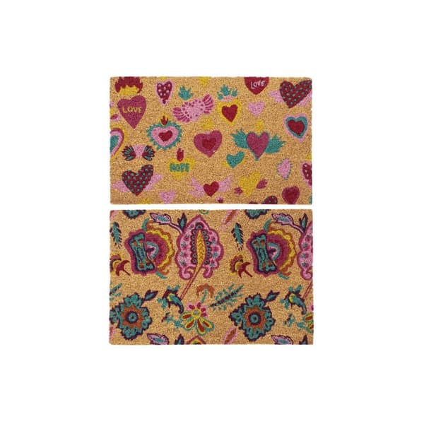 Dørmatte DKD Home Decor Gummi Flerfarget 2 enheter Kokosfiber (60 x 40 x 1,5 cm)