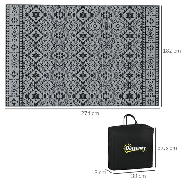 Ulkoilmaräsymatto, 182x274 cm, Musta ja Harmaa