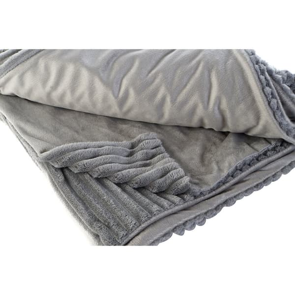 Filt DKD Home Decor 150 x 200 x 2 cm Grå Grundläggande