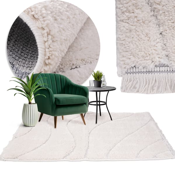 MODERN olohuoneen makuuhuoneen matto Native 100x150 vaalea SHAGGY-matto
