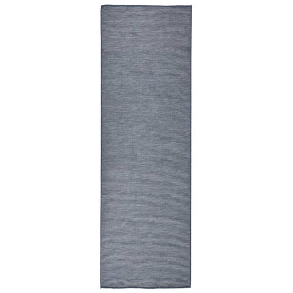 Utomhusmatta plattvävd 80x250 cm blå