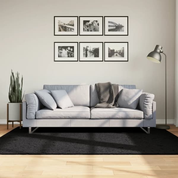 Ryamatta PAMPLONA lång lugg modern svart 140x200 cm