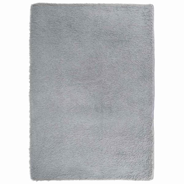 Ryamatta med lång lugg NAVARRA silvergrå 240x340 cm polyester