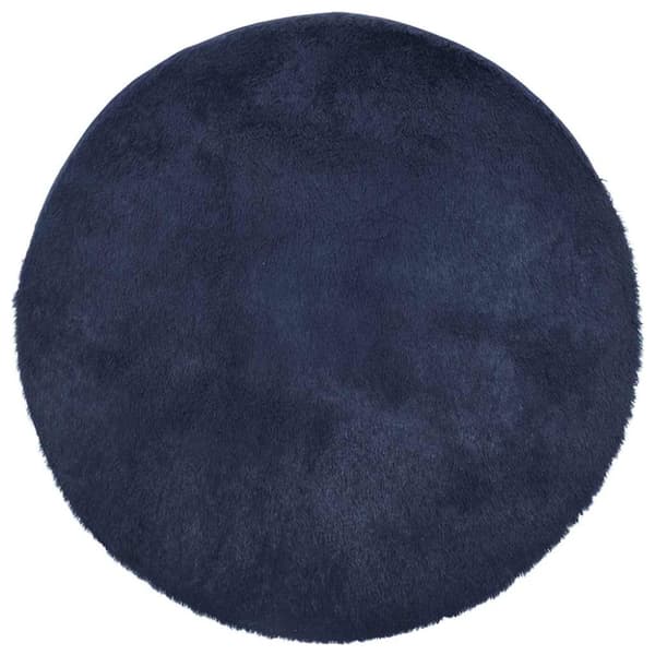 Ryamatta med lång lugg NAVARRA marinblå 160x160 cm polyester
