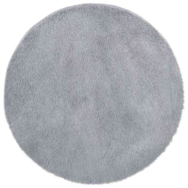Ryamatta med lång lugg NAVARRA silvergrå 120x120 cm polyester
