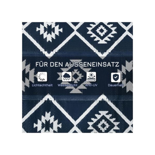 Reversibelt utomhusmatta Outsunny 182x274cm, vattentät, syntetisk, mörkblå och vit