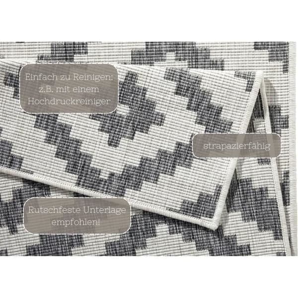 NORTHRUGS Reversibelt utomhustäcke Malta väderbeständigt - Modern geometrisk mönster - för Balkong, terrass, Trädgård,