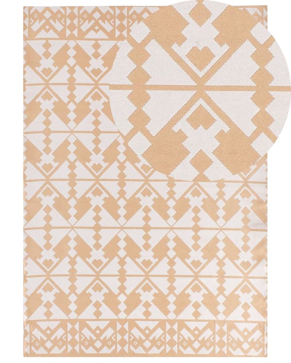 Gulvteppe Beige Syntetisk Materiale 160 x 230 cm Innendørs Utendørs Rektangulært Geometrisk Mønster Moderne Balkong Uteplass