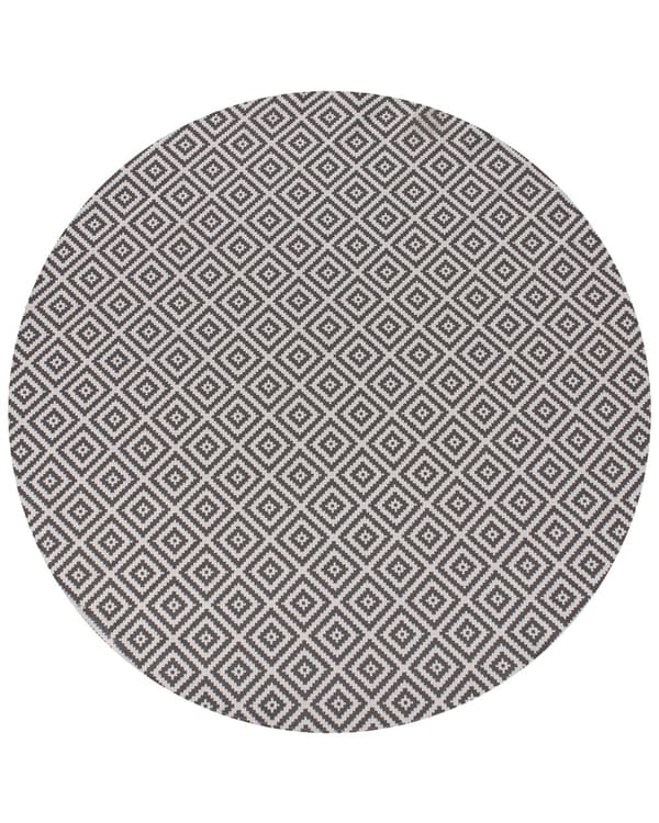 Gulvteppe Grått Syntetisk Materiale 160 cm Innendørs Utendørs Rundt Geometrisk Mønster Moderne Balkong Uteplass