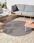 Miniatyrbilde 2 av 7: Gulvteppe Grått Syntetisk Materiale 160 cm Innendørs Utendørs Rundt Geometrisk Mønster Moderne Balkong Uteplass