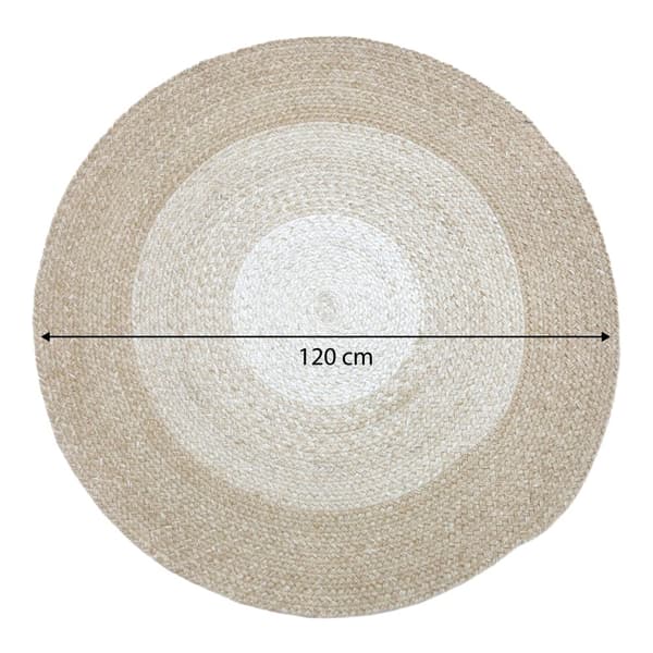 AXI Corfu Utomhusmatta, rund, beige/vit - Lämplig för utomhus och inomhus / Utomhusmatta tillverkad av återvunna PET-flaskor - 120x120cm / Tjocklek: