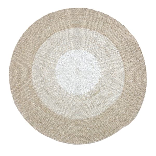AXI Corfu Utomhusmatta, rund, beige/vit - Lämplig för utomhus och inomhus / Utomhusmatta tillverkad av återvunna PET-flaskor - 120x120cm / Tjocklek: