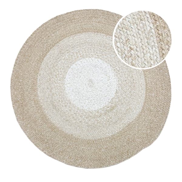 AXI Corfu Utomhusmatta, rund, beige/vit - Lämplig för utomhus och inomhus / Utomhusmatta tillverkad av återvunna PET-flaskor - 120x120cm / Tjocklek: