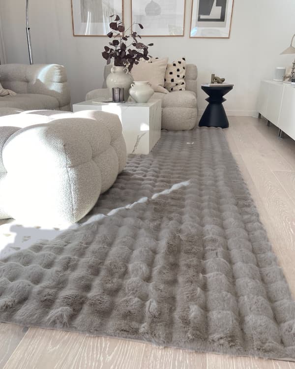 Tvättbar Pälsmatta Rabbit Bubble Taupe