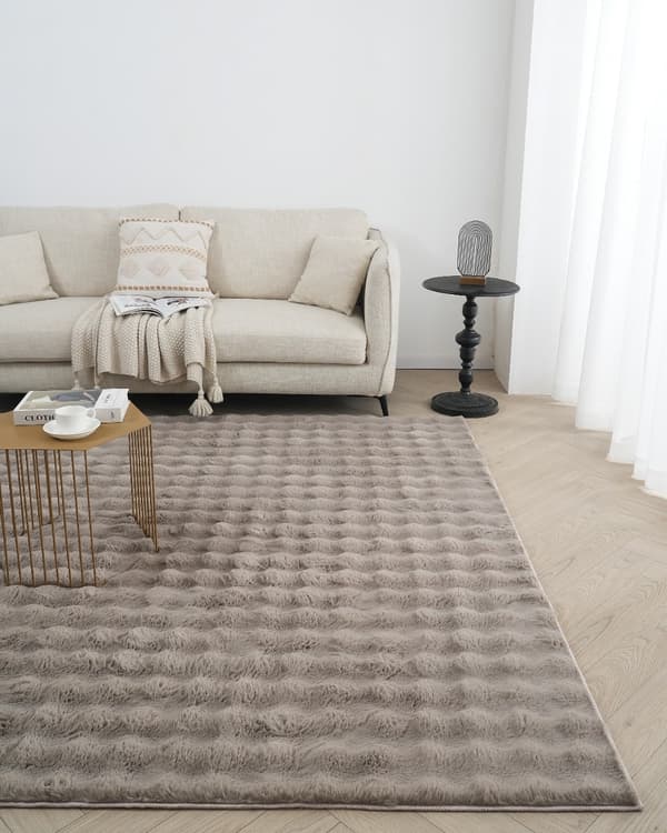 Tvättbar Pälsmatta Rabbit Bubble Taupe
