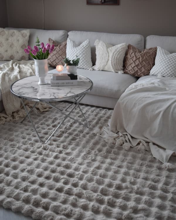 Tvättbar Pälsmatta Rabbit Bubble Taupe