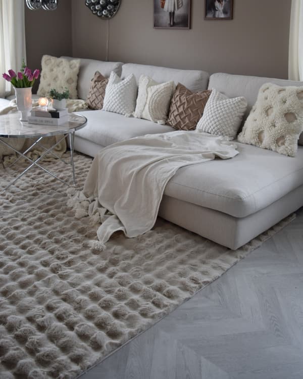 Tvättbar Pälsmatta Rabbit Bubble Taupe Taupe 160x230 cm