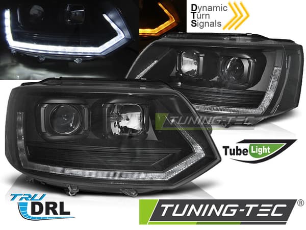 Strålkastare till VW T5 10-15 TUBE LIGHT T6 SER SVART