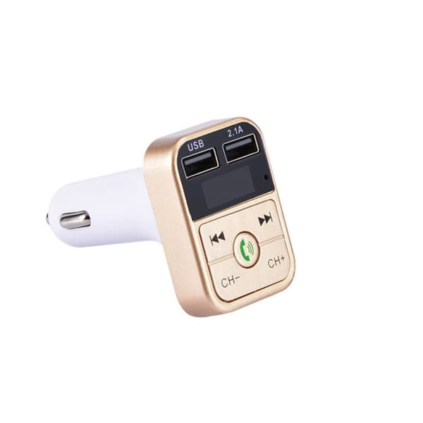 Bluetooth-kompatibel 5.0 Fm Car Transmitter Wireless Audio Modtager Hands-free Calling 2.1a Mp3 Player Dual Usb Fast Charger guld