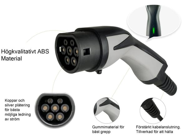Tesla Laddkabel - Typ 2, 16A/11kW 3-fas, 5m