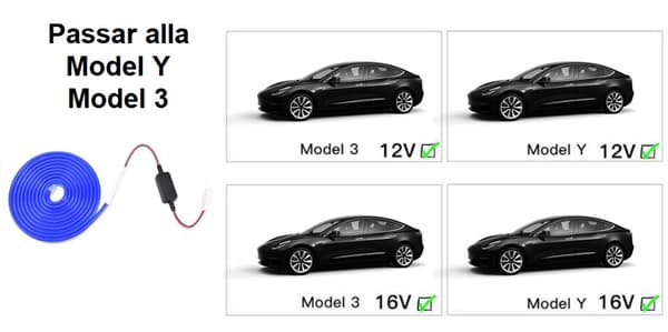 Rosa Frunklampa, LED-LIST, Tesla Model Y/3