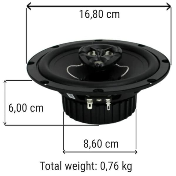 2 HÖGTALARE RENEGADE RX62 koaxial 2-vägs 6,5" 16,50 cm 165 mm 100 watt rms 200 watt max impedans 4 ohm 90 db, paret