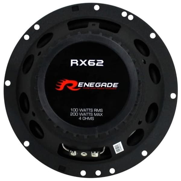 2 HÖGTALARE RENEGADE RX62 koaxial 2-vägs 6,5" 16,50 cm 165 mm 100 watt rms 200 watt max impedans 4 ohm 90 db, paret
