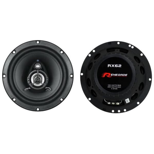 2 HÖGTALARE RENEGADE RX62 koaxial 2-vägs 6,5" 16,50 cm 165 mm 100 watt rms 200 watt max impedans 4 ohm 90 db, paret