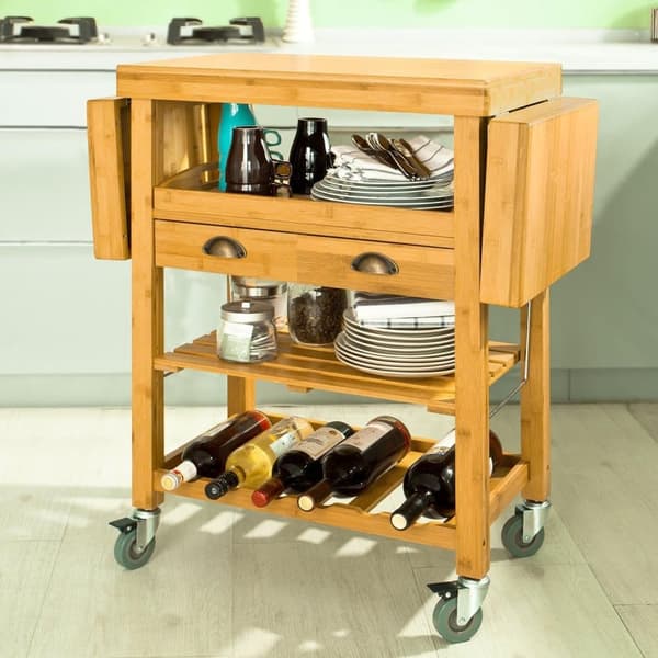 SoBuy köksö på hjul Sideboard vit Arbetsbord matsal och Kök FKW25-N