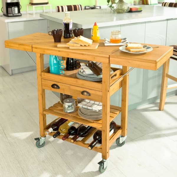 SoBuy köksö på hjul Sideboard vit Arbetsbord matsal och Kök FKW25-N