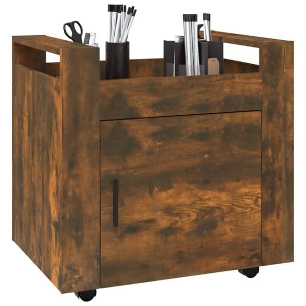 vidaXL Skrivbordsvagn rökfärgad ek 60x45x60 cm konstruerat trä