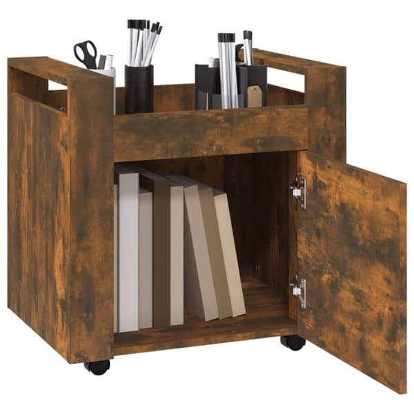 vidaXL Skrivbordsvagn rökfärgad ek 60x45x60 cm konstruerat trä