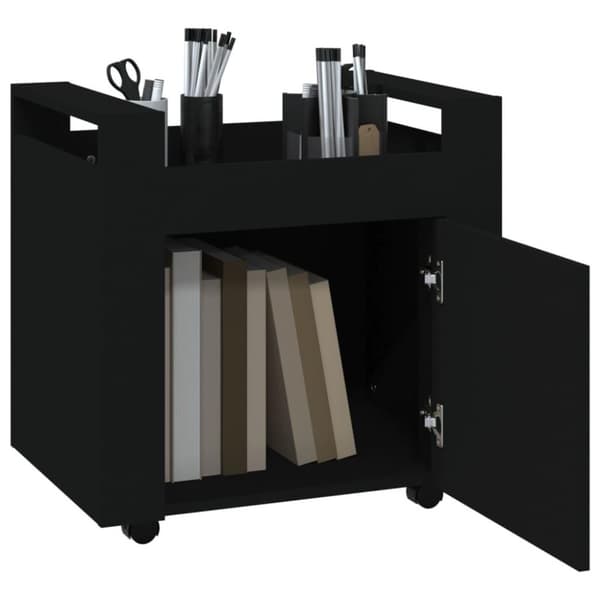 vidaXL Skrivbordsvagn svart 60x45x60 cm konstruerat trä