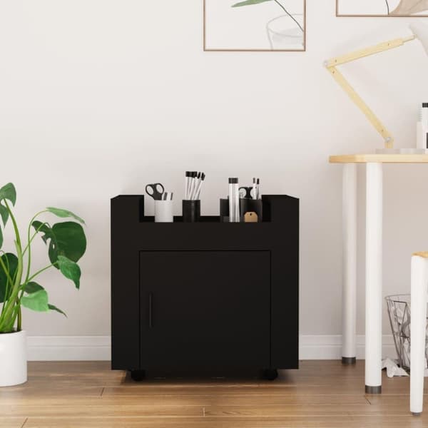 vidaXL Työpöytävaunu musta 60x45x60 cm tekninen puu